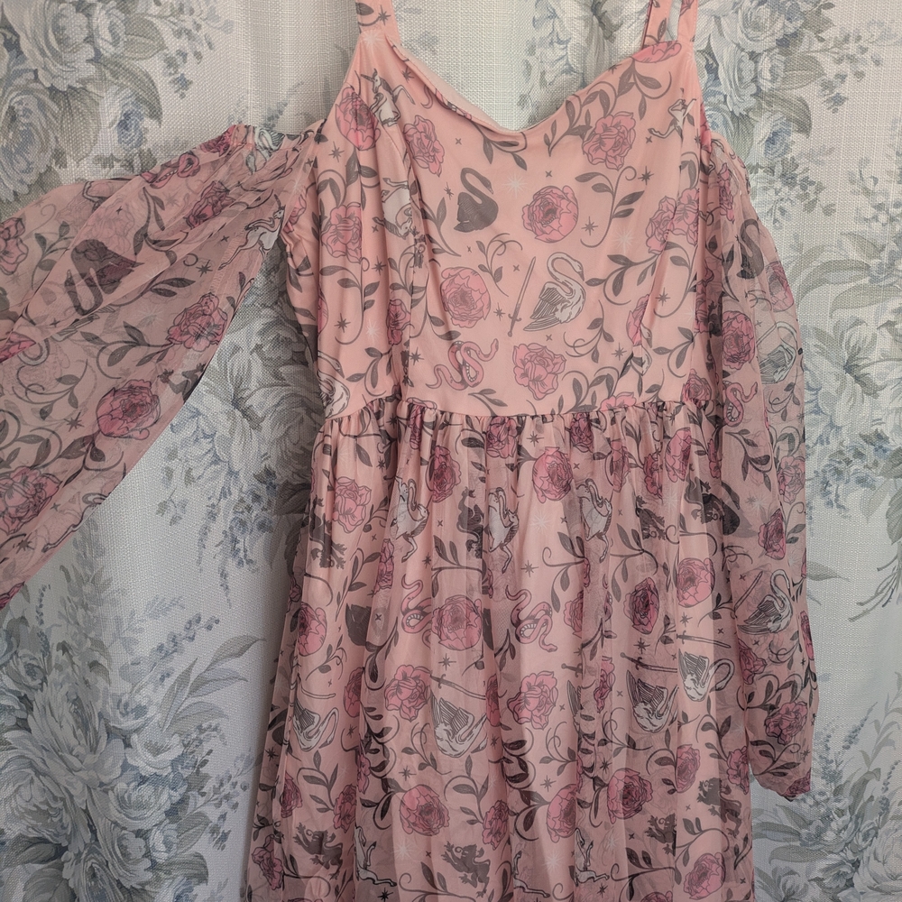 Hot Topic Pink Floral Midi Dress